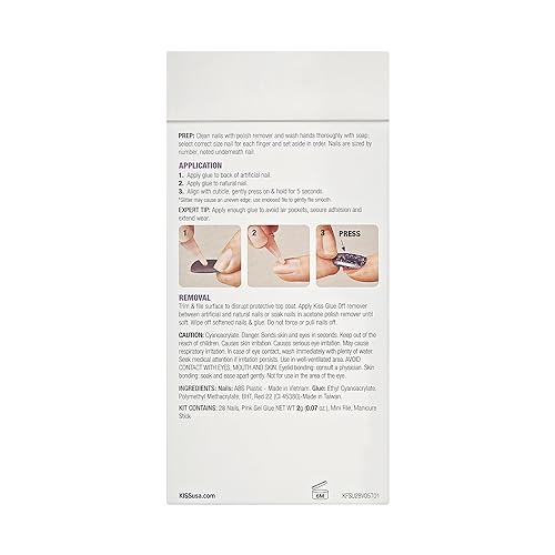 KISS Midnight Snacks Press On Nails, Black, Short, 28 Pieces - Image 3