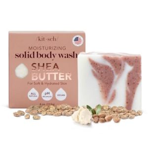 Kitsch 4 oz Natural Shea Butter Exfoliating Bar Soap for Women Paraben Free