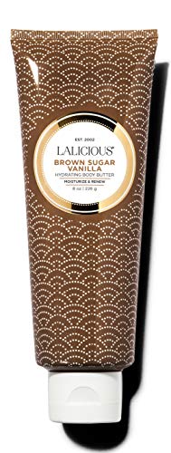 LALICIOUS Brown Sugar Vanilla Body Butter, Hydrating Shea Moisturizer, 8 oz. No Parabens