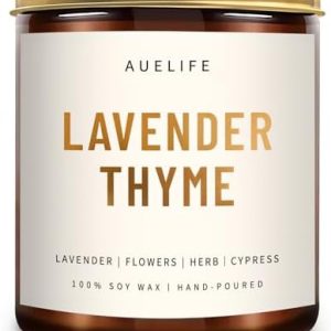 Lavender Thyme 7oz Soy Aromatherapy Candle Amber Jar Gift