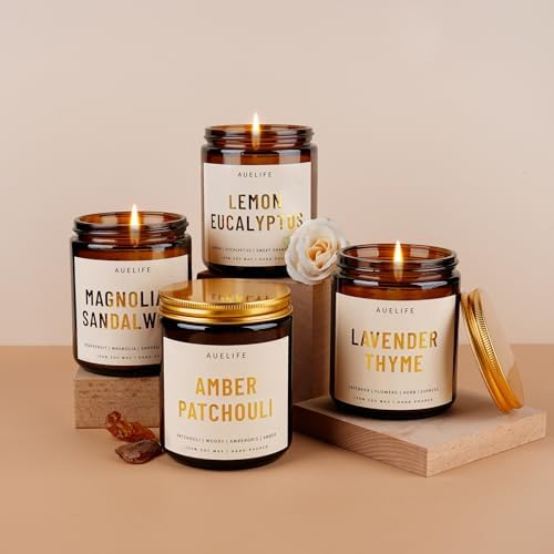 Lavender Thyme 7oz Soy Aromatherapy Candle Amber Jar Gift - Image 5