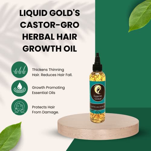 Liquid Gold Castor-Gro Herbal Hair Growth Oil - 4oz for All Hair Types - Image 2