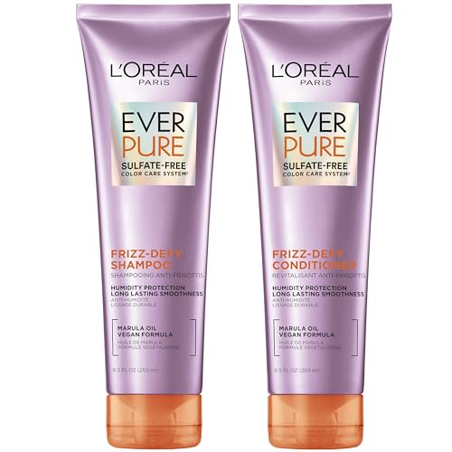 L'Oreal Paris EverPure Frizz Defy Shampoo and Conditioner Duo with Marula Oil, 8.5 oz Set