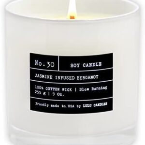 Lulu Candles Jasmine Bergamot Soy Candle - 9 Oz, Hand Poured in USA