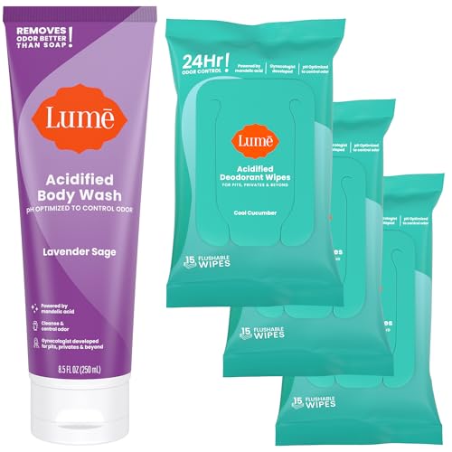 Lume Lavender Sage Body Wash & Cool Cucumber Wipes - 24-Hour Odor Control
