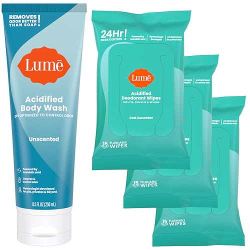 Lume Unscented Body Wash & Cool Cucumber Wipes ? 24HR Odor Control