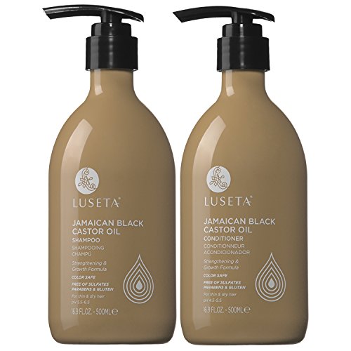 Luseta Castor Oil Shampoo and Conditioner Set 16.9oz Two-Piece for Thin Damaged Hair Sulfate-Free