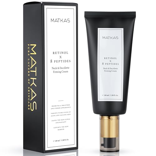 MATKAS Korean Retinol Neck Firming Cream with 8 Peptides, Shea Butter & Ceramides