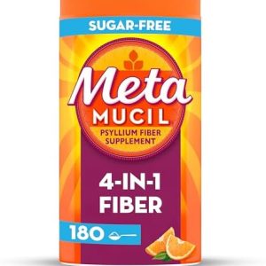 Metamucil 4-in-1 Fiber Supplement Powder, Sugar-Free Orange, 180 Teaspoons