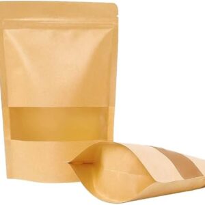 Moretoes 72pcs Resealable Kraft Bags with Window, 3.5?5.5