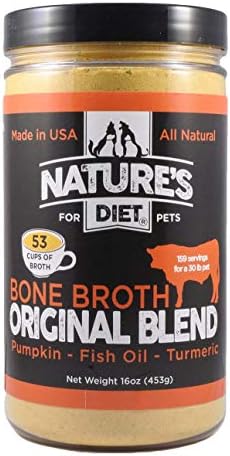 Nature's Diet Pet Beef Bone Broth Protein Powder with Pumpkin & Turmeric, 16 oz