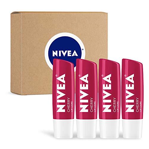 NIVEA Cherry Tinted Lip Balm - Soft Lips, Pack of 4