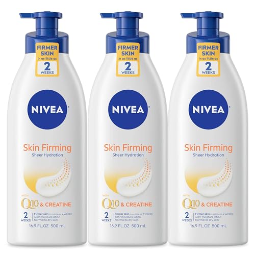 NIVEA Skin Firming Body Lotion, Q10 & Creatine, 3-Pack, 16.9 Fl Oz Bottles