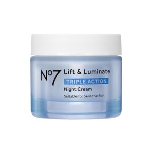 No7 Lift & Luminate Night Cream - Anti-Wrinkle, Collagen Peptides, Hyaluronic Acid (1.7 Fl Oz)