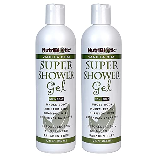 NutriBiotic Vanilla Chai Shower Gel Twin Pack | pH Balanced, Non-Soap, GSE Extracts