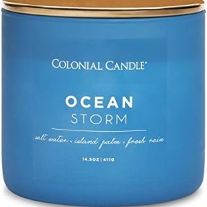 Ocean Storm Scented Candle 3 Wick Blue Jar 14.5 oz 60 Hour Burn Time