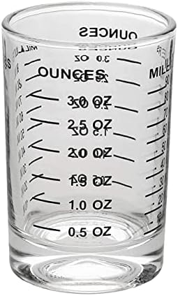 OGGI 3oz Measuring Shot Glass with Ounces & Milliliters - Bartender Jigger