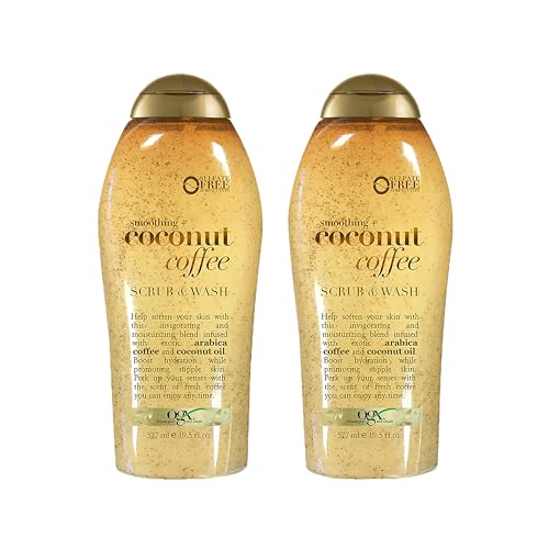 OGX Coconut Coffee Exfoliating Body Scrub, 19.5 Fl Oz, 2 Pack - Paraben-Free