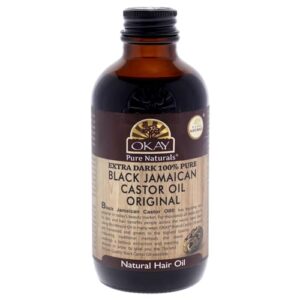 OKAY Extra Dark 100% Natural Black Jamaican Castor Oil 4 oz For All Hair and Skin