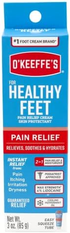 O'Keeffe's Healthy Feet Cooling Pain Relief Cream, 3 oz Tube (Single Pack)