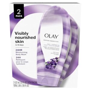 Olay Moisture Ribbons Plus Shea & Lavender Oil Body Wash, 18 oz (2-Pack)