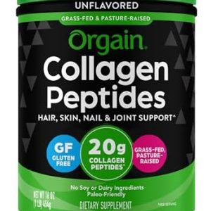 Orgain Hydrolyzed Collagen Peptides Powder, 20g, Unflavored, Grass Fed, 1lb