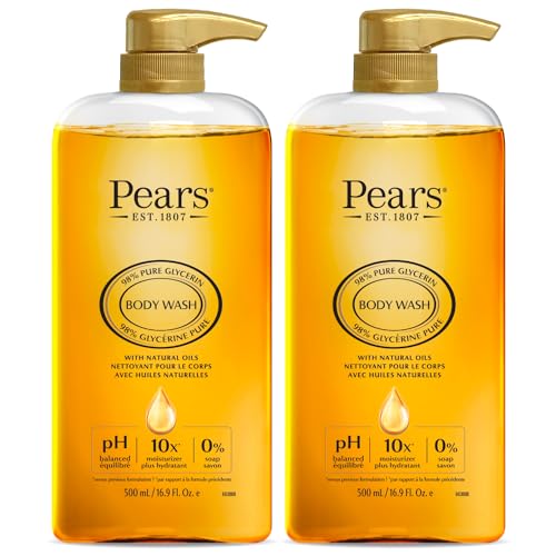 PEARS Natural Oils Body Wash – Soap-Free Glycerin Cleanser, 16.9 Fl Oz (2-Pack)