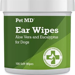 Pet MD Dog Ear Wipes with Aloe & Eucalyptus ? 100 Count