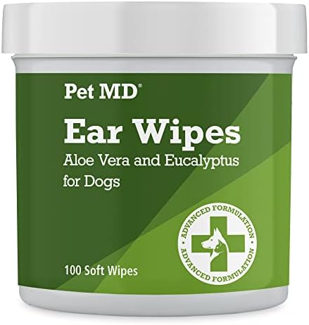 Pet MD Dog Ear Wipes with Aloe & Eucalyptus ? 100 Count