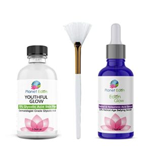 Planet Eden 70% Glycolic Acid Peel Kit with Hyaluronic Acid & Retinol Serum