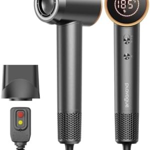 Plavogue Dual Voltage Travel Hair Dryer - 110,000 RPM, Ionic, Low Noise, Gray