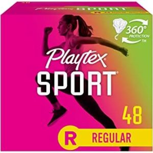 Playtex Sport Tampons, Regular Absorbency, Fragrance-Free, 48 Count (Varied Packaging)