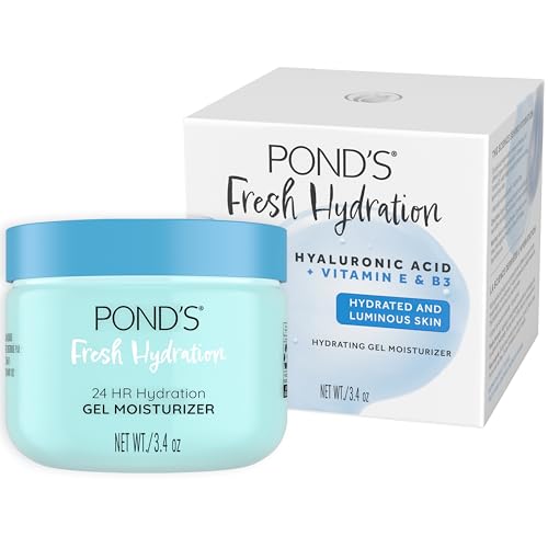 POND'S Gel Moisturizer with Hyaluronic Acid, Vitamin E & B3 for 24-Hour Hydration, 3.4 oz