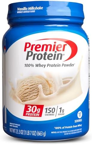 Premier Protein Powder, Vanilla Milkshake, 30g Protein, Keto Friendly, Gluten Free, 17 Servings