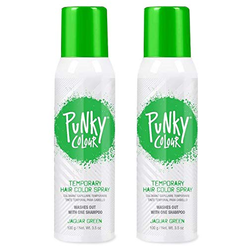 Punky Jaguar Green Temporary Hair Color Spray Non-Damaging 3.5 oz 2 Pack