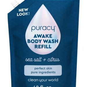 Puracy Natural Body Wash Refill, 98.6% Plant Ingredients, Moisturizing Citrus & Sea Salt, 48 Oz