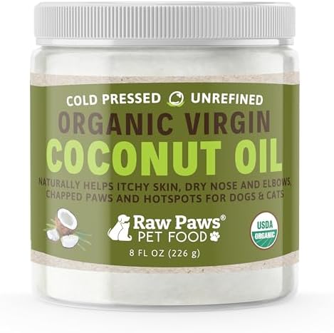 Raw Paws Organic Coconut Oil for Dogs & Cats 8-oz Itchy Skin Hairball Relief