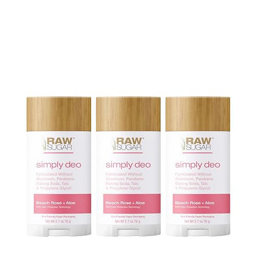 Beach Rose Aloe Scent Aluminum-Free Deodorant Stick Bundle 3-Pack