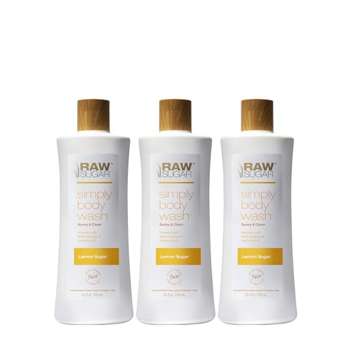 RAW SUGAR Lemon Sugar Body Wash ? Vegan, Sulfate-Free (3-Pack)