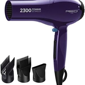 RED by Kiss Titanium 2300 Detangler Dryer 3 Bonus Piks Fast Straightening
