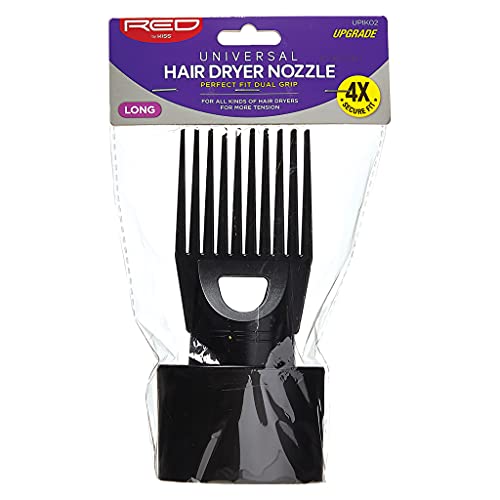 Red by Kiss Universal Hair Dryer Nozzle Long Comb Attachment Black