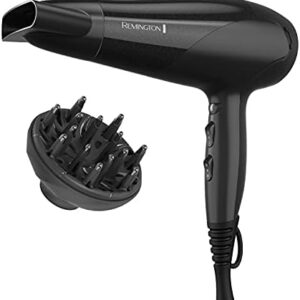 Remington Hair Dryer with Ceramic Ionic Tourmaline, Diffuser & Concentrator Set, Black