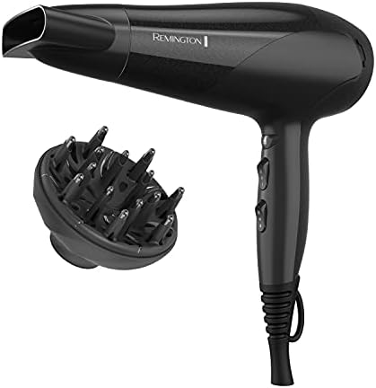 Remington Hair Dryer with Ceramic Ionic Tourmaline, Diffuser & Concentrator Set, Black