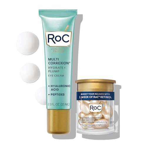 RoC Hyaluronic Acid Under Eye Cream & Retinol Capsules, Fragrance-Free, 7 CT