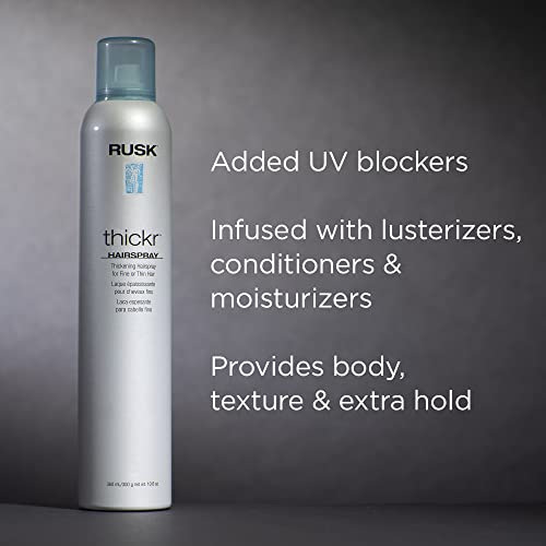RUSK Extra-Hold Thickening Hairspray 10.6 oz UV Protection for Color-Treated Hair - Image 3