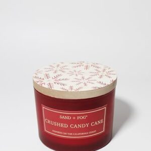 Sand + Fog 12oz Crushed Candy Cane Scented Candle Luxury Decor Cotton Wick