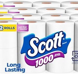 Scott 1000 Toilet Paper, 32 Rolls, Septic-Safe, 1-Ply
