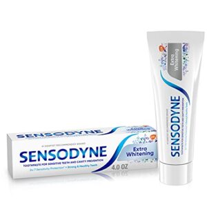 Sensodyne Extra Whitening Toothpaste for Sensitive Teeth and Cavity Prevention 4 oz Size