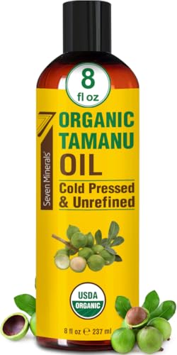 Seven Minerals Organic Tamanu Oil 8oz - Cold Pressed, Pure, GMO & Hexane Free
