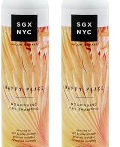 SGX NYC Happy Place Vegan Dry Shampoo, Pro-Vitamin B5 & Biotin, Coconut Scent, 2-Pack